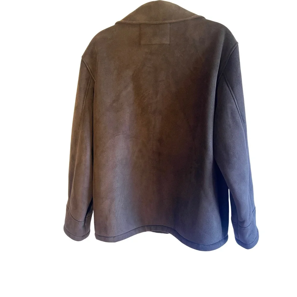 Warm Chocolate Brown Faux Suede Cozy Jacket Faux Fur Lined Medium Sportswear